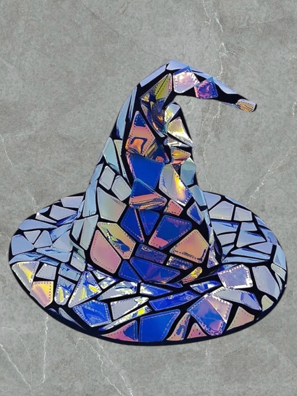 2 for $30 | Holographic Mosaic Witch Hat - Iridescent